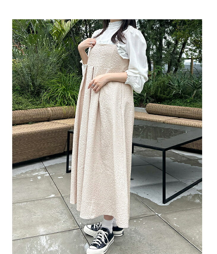 80% OFF! [Limited time only: 1,078 yen! 3-piece purchase coupon] Jacquard Wave Camisole Dress Dress Camisole Long Dress Women's Maxi Length Plain Shoulder Thread Adjustable