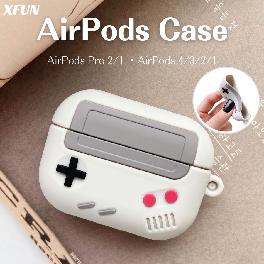 AirPods case, game console, airpods pro case, silicone, airpods cover, cool, earphone case, charging compatible, earphone cover, airpods case, 1st generation, 2nd generation, 3rd generation, game boy earphone accessory