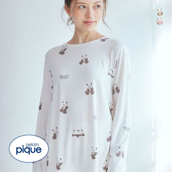 Gelato Pique Women's Panda Pattern Long T-shirt Gelato Pique Pajamas Roomwear gelato pique 2 colors