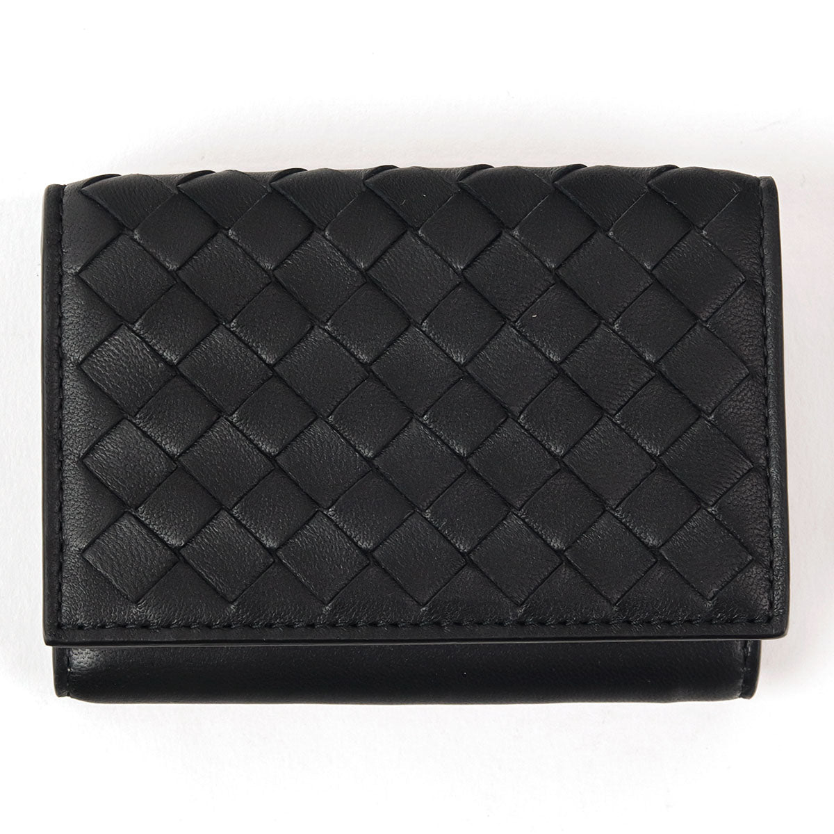 BOTTEGA VENETA Women's Tri-fold Wallet Black Gray 515385 VO0B2 8885 Mini Compact Ram