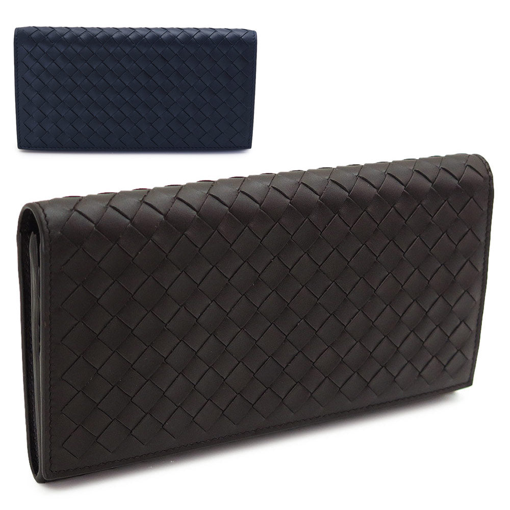 Cartera larga Bottega Veneta para hombre 156819 V4651 Cartera con solapa de doble pliegue y malla trenzada de cuero BOTTEGA VENETA