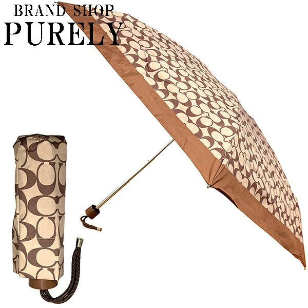 COACH Accessories Umbrella Folding Umbrella Women's Outlet Nylon C4322 FC4322 SVBDX Khaki/Saddle WWW