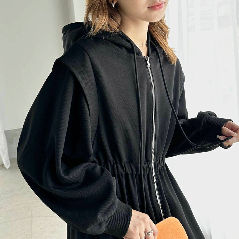 ＼Currently, we are distributing 15% OFF coupons that can be used for 3 or more items in bulk/【75% OFF】 Free shipping Dress for women, front and back, 2-way sweatshirt, long hoodie, dress, hood, body shape covering, high waist