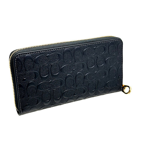 COACH Accessories Wallet Long Wallet with Gift Box Women's Outlet Leather Strap Set of 2 CF464 FCF464 IMBLK Black WWW