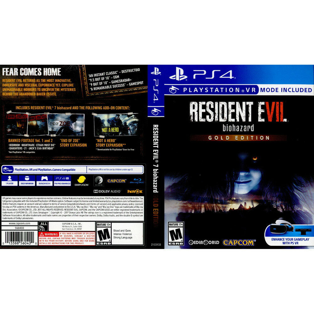 [Used] [PS4] RESIDENT EVIL 7 biohazard Gold Edition (North American Edition) (2103133) Capcom (20171212)