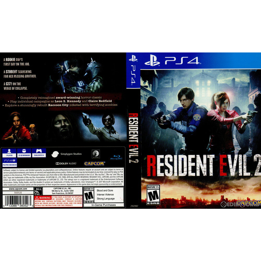 [Usado] [PS4] Resident Evil 2 (Resident Evil 2/Resident Evil RE:2) (Edición norteamericana) (2102987) Capcom (20190125)