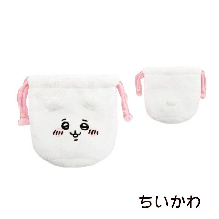 Chiikawa Face Drawstring Bag Hachiware Rabbit Flying Gay White Cat Cat Pattern Marimo Craft CHIIKAWA Accessories