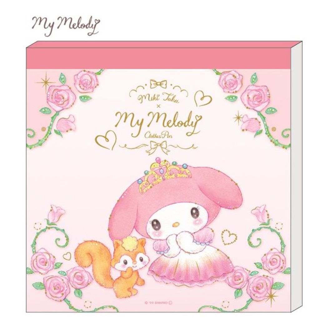 My Melody Takei Miki Notepad Memopad Fairy Hen Princess New School Sanrio Close Pin Collaboration Stationery New Semester Preparation Stationery Girly Illustration Goods Mail-Can be Cinema Collection