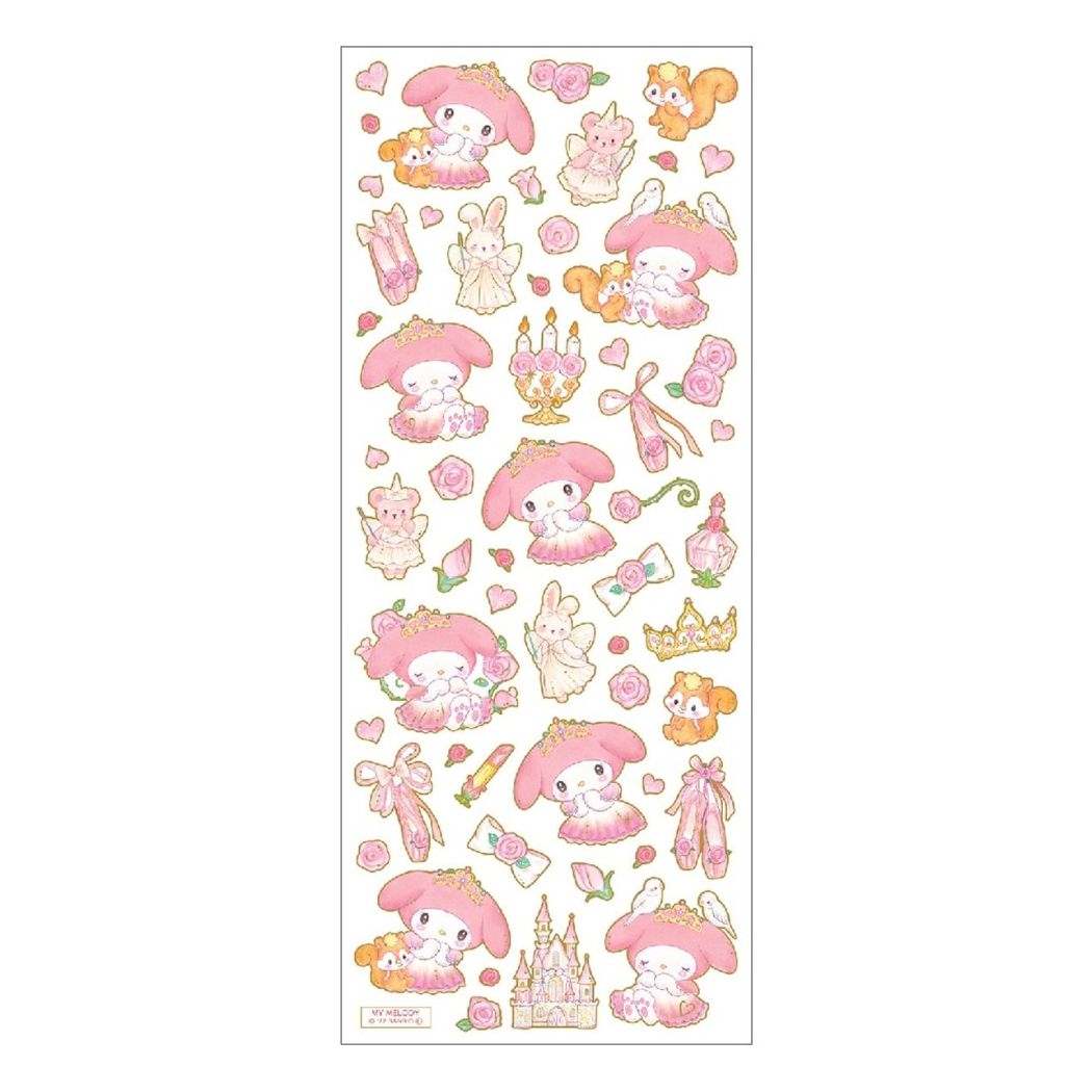 My Melody Takei Miki sticker sheet, foil clear sticker, fairy tale princess, Sanrio, close pin, collaboration stationery, notebook deco, girly illustration, goods, mail order, cinema collection