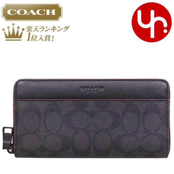 Coach Wallet Long Wallet F25517 25517 Black x Black Oxblod Special Free Shipping Coach Signature PVC Leather Accordion Zip Around Outlet Men's Brand Online Store