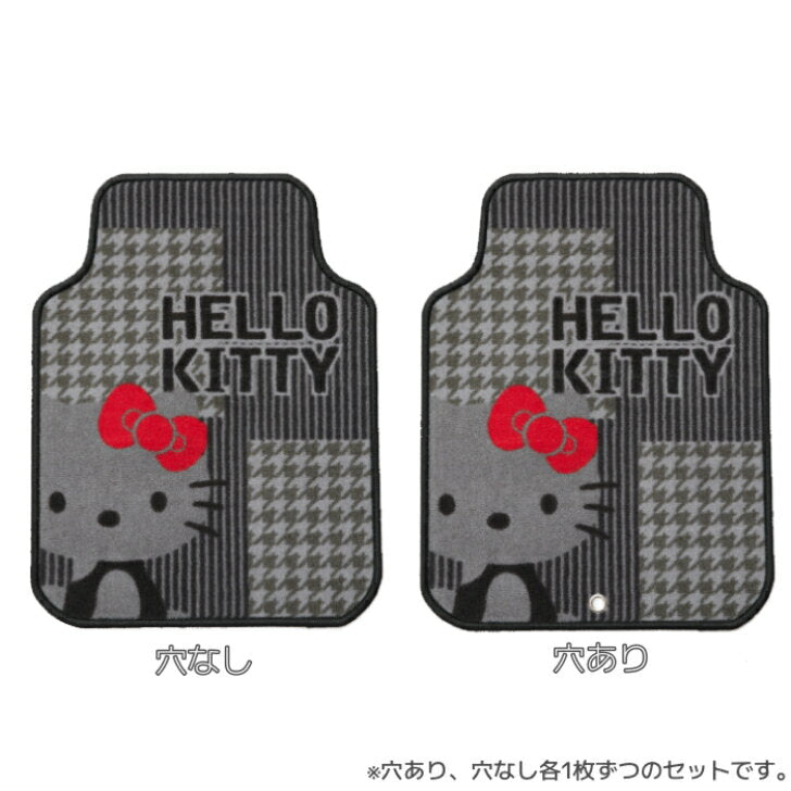 [Free Shipping] Hello Kitty Car Mat Glen Check Front 45 x 60cm Gray Set of 2 Cute Stylish Sanrio Characters Car Accessories Floor Mats Household Goods Daily Goods Gifts