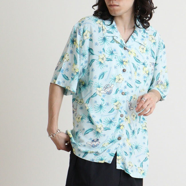 Cinnamoroll Aloha shirt, short sleeve, summer, sea, all-over pattern, aloha women's Hawaii Sanrio Characters