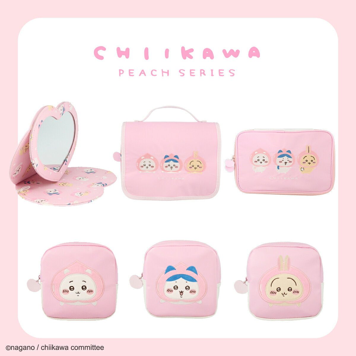 [SHOBIDO original design] Chiikawa multi-pouch Peach series chiikawa cute makeup pouch small item holder wall-mounted pouch storage pouch cosmetic pouch travel makeup holder staying overnight