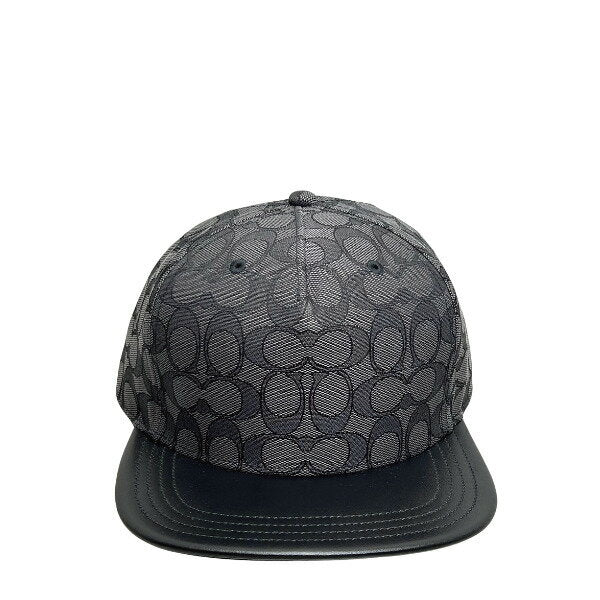 Coach Hat Men's Women's Coach Cap Signature Jacquard Flat Brim Hat S/XS Size CW764 CQ/BK Charcoal x Black MMM