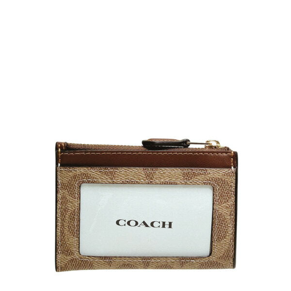 Coach Women's Wallet COACH Coin Case Signature Mini Skinny ID Case Pouch CW870 IMXHE Tan x Brown WWW