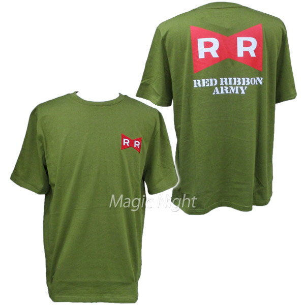 NUEVA camiseta del ejército de Red Ribbon [Camiseta de Dragon Ball de manga corta con logotipo de villano RR verde caqui verde] Talla SML LL Nekopos Envío Magic Knight DB3107RR