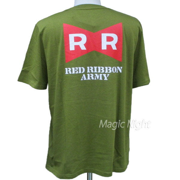 NUEVA camiseta del ejército de Red Ribbon [Camiseta de Dragon Ball de manga corta con logotipo de villano RR verde caqui verde] Talla SML LL Nekopos Envío Magic Knight DB3107RR