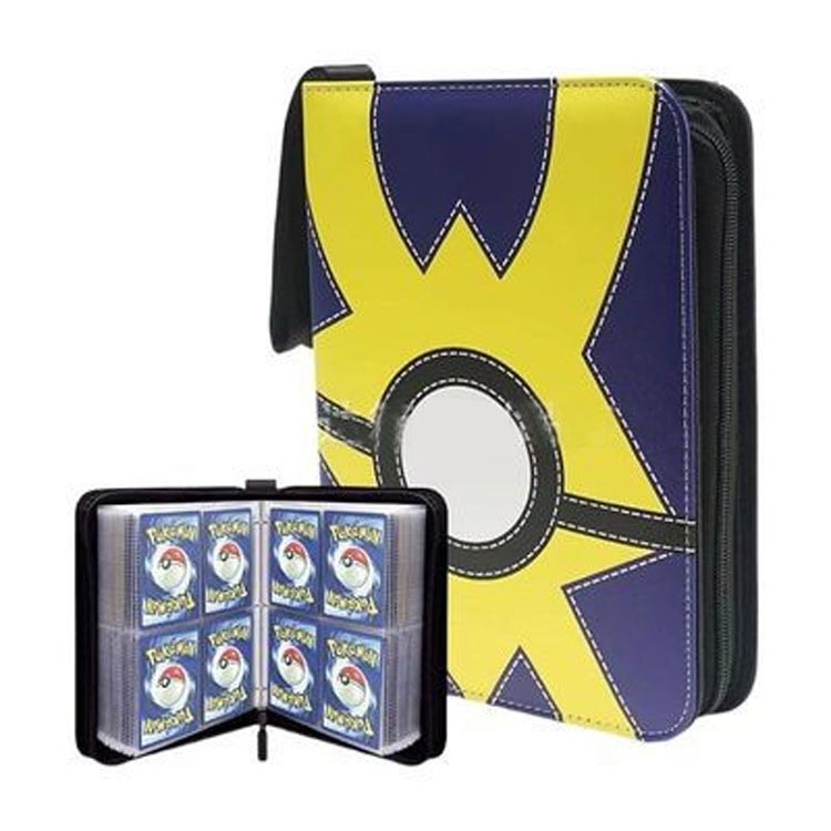 4 pocket trading card file Pokemon card storage card binder 3 holes trading card storage 400 cards Star card card file Trading card file Card folder PU cover Zipper type