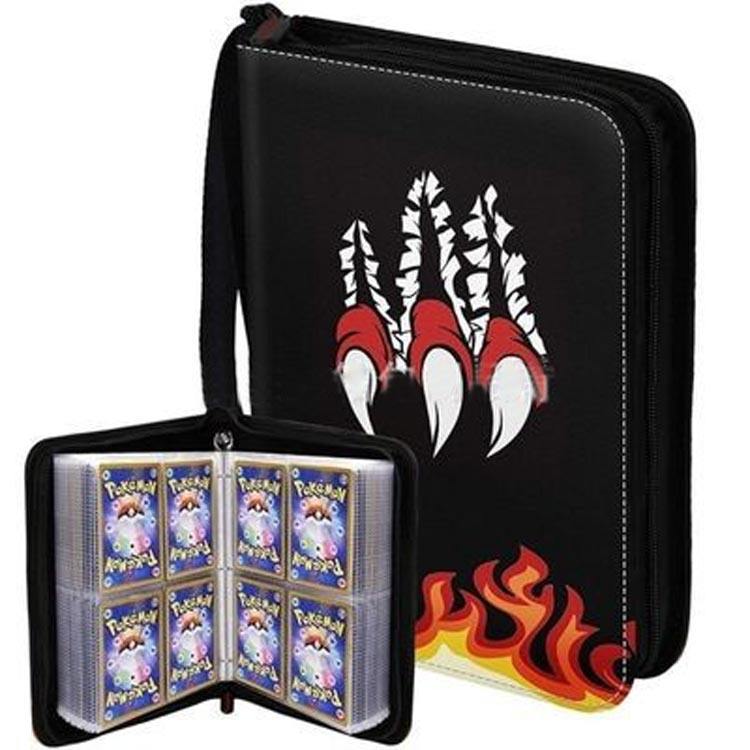 4 pocket trading card file Pokemon card storage card binder 3 holes trading card storage 400 cards Star card card file Trading card file Card folder PU cover Zipper type