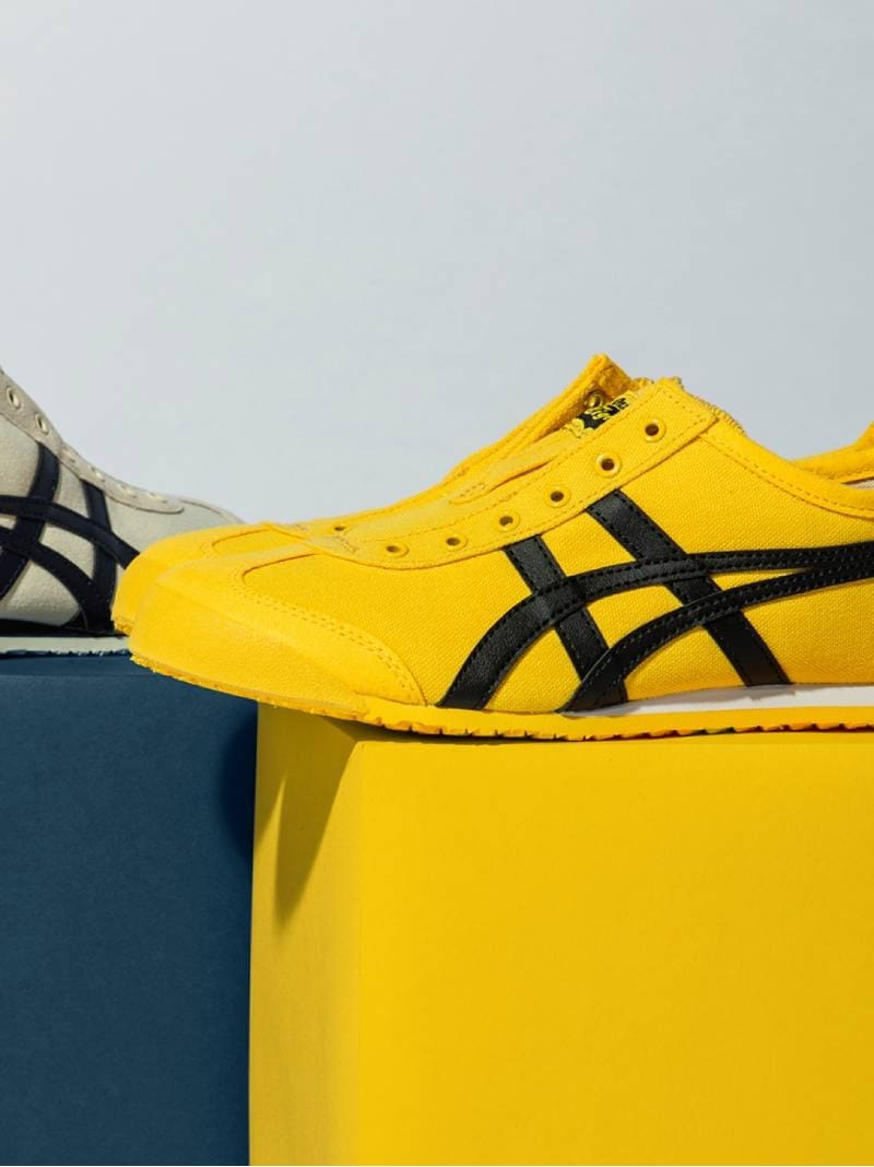 [Official Shop] MEXICO 66 SLIP-ON Onitsuka Tiger Shoes and Shoes Sneakers Black Yellow [Free Shipping] [Rakuten Fashion]