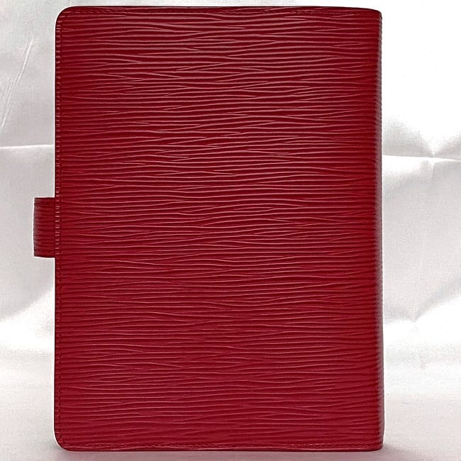 [Free Shipping] Louis Vuitton Notebook Cover Agenda MM Red Castilean Red Epi R2004E Good Condition Leather Used SP1002 LOUIS VUITTON Hook Notebook Business Pen Pocket 6 Holes LV Office Small