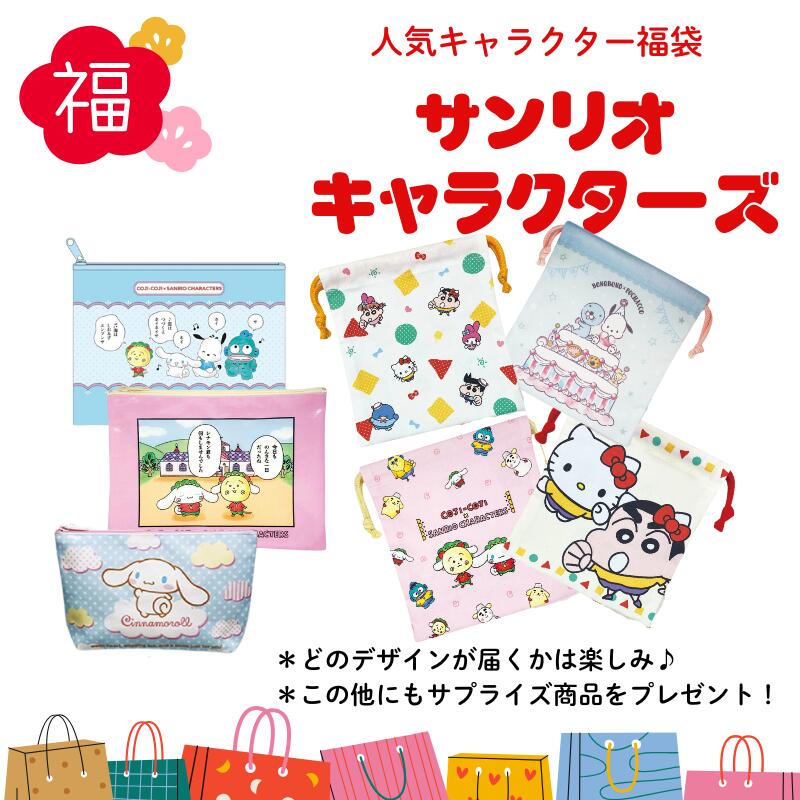 Bolsa de la suerte con personajes de Sanrio, regalo de Navidad, regalo de Año Nuevo, Sanrio SA-luckybag1, Fukubukuro, estuche para bolígrafos, bolsa con cordón, Kinchaku Koji, Sakura Momoko, porta objetos pequeños, elegante Sanrio Cinnamoro