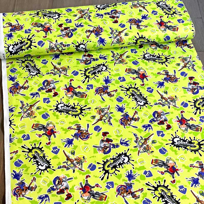 Splatoon 3 Oxford Fabric Yellow Green/Navy (Nintendo SWITCH Character, Entrance to Kindergarten and School, Lesson Bag, Shoe Bag, Handmade) G-9921