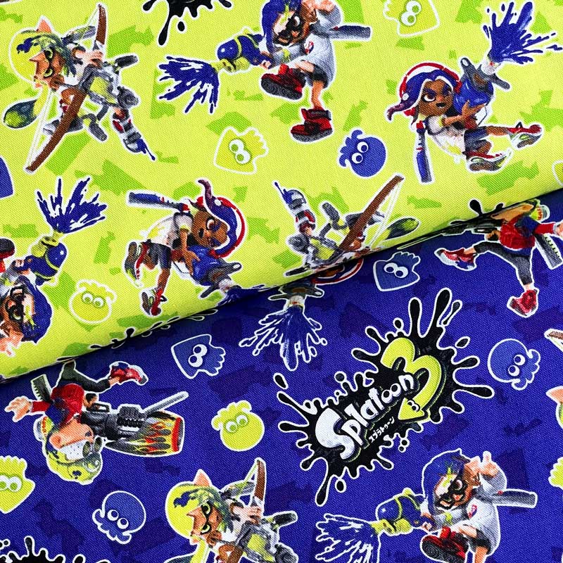 Splatoon 3 Oxford Fabric Yellow Green/Navy (Nintendo SWITCH Character, Entrance to Kindergarten and School, Lesson Bag, Shoe Bag, Handmade) G-9921