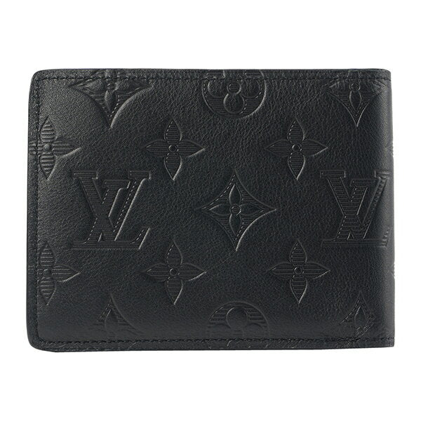 [Applicable for coupons up to 5,000 yen off] Louis Vuitton bi-fold wallet Louis Vuitton Monogram Shadow Leather Portefeuille Multiple M62901 Men's Black