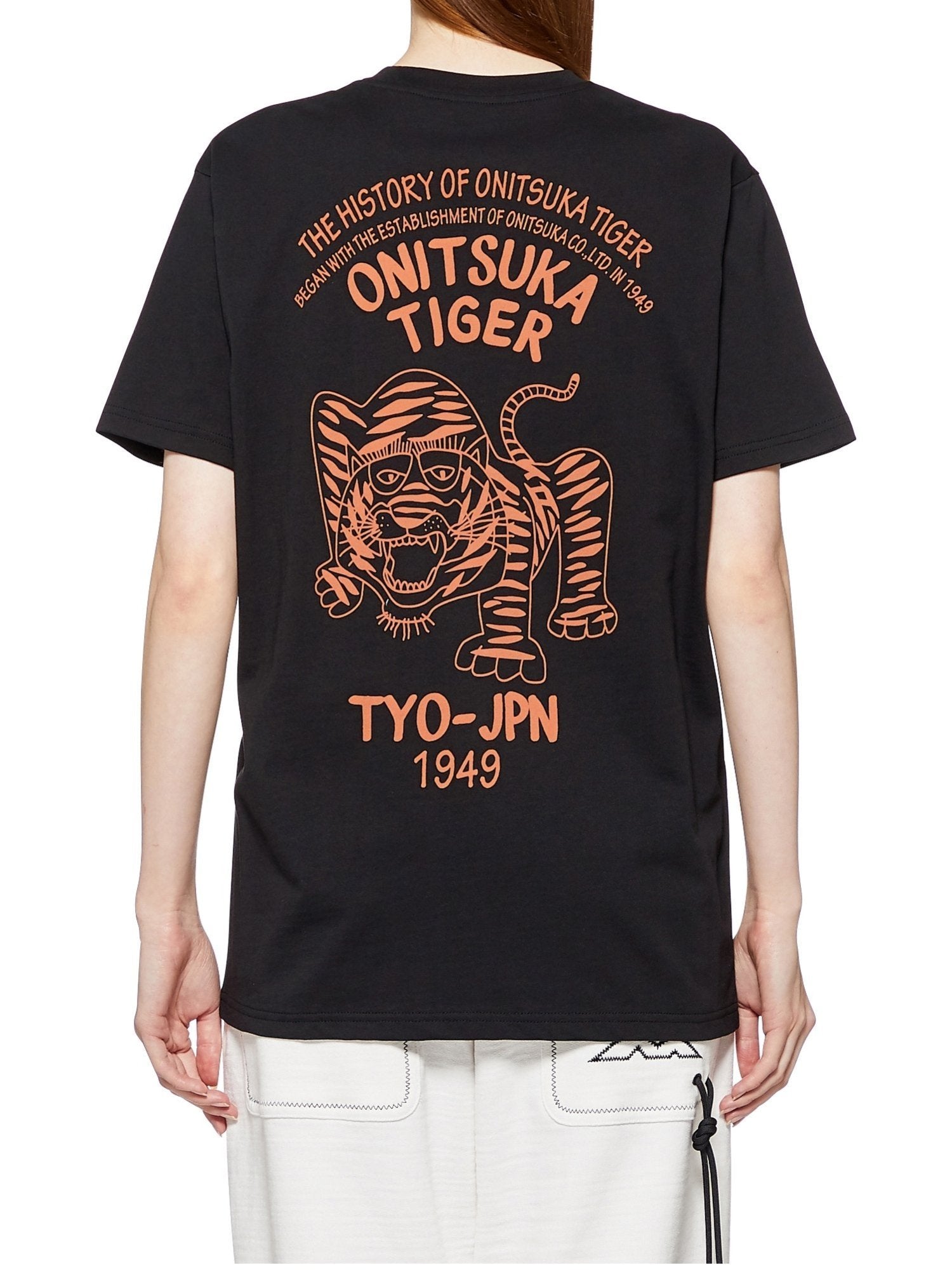 Onitsuka Tiger (U) [Official Shop] GRAPHIC TEE Onitsuka Tiger Tops Cut and Sew T-shirt Purple Black Pink Khaki Green [Free Shipping]