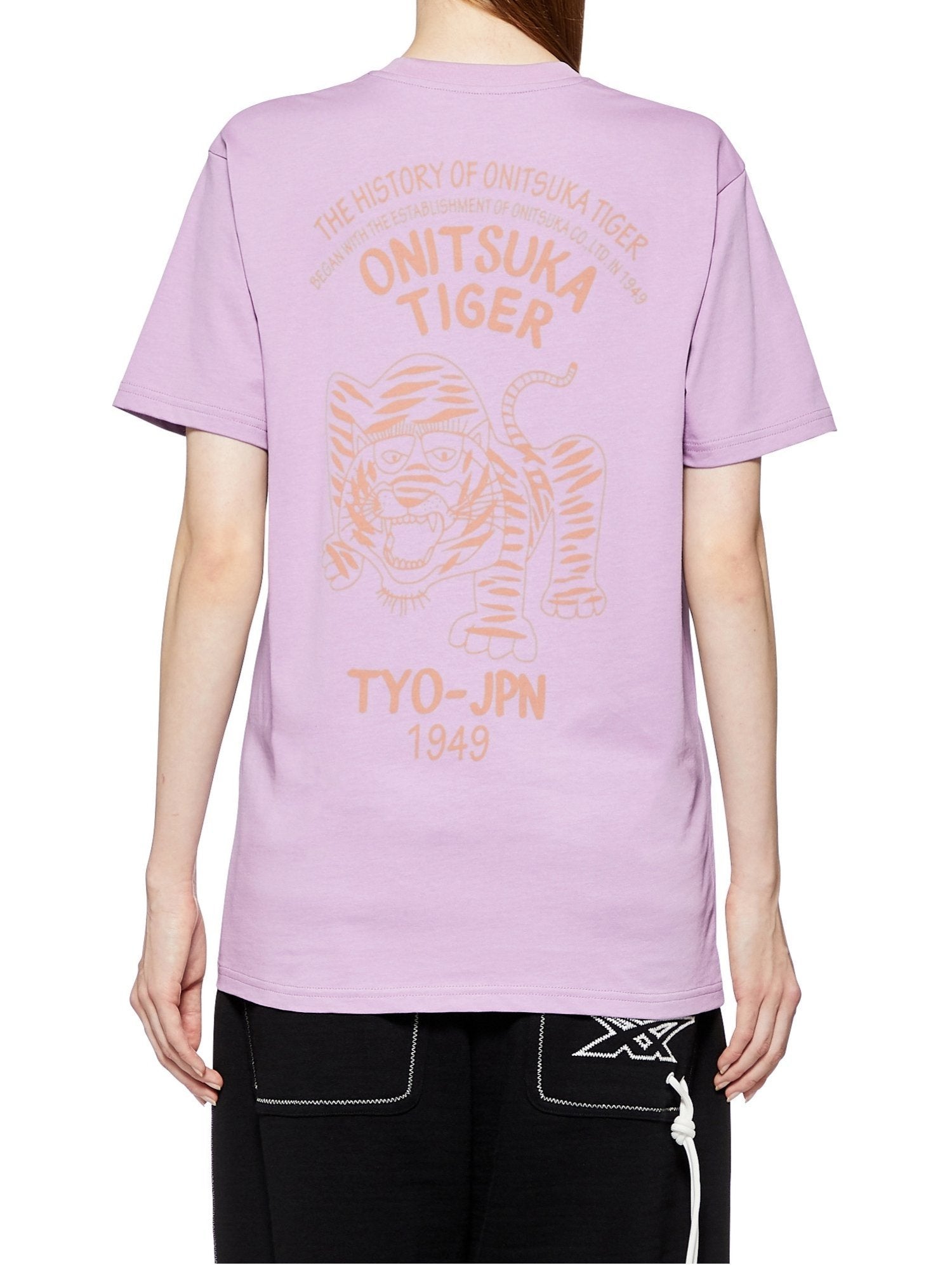 Onitsuka Tiger (U) [Official Shop] GRAPHIC TEE Onitsuka Tiger Tops Cut and Sew T-shirt Purple Black Pink Khaki Green [Free Shipping]