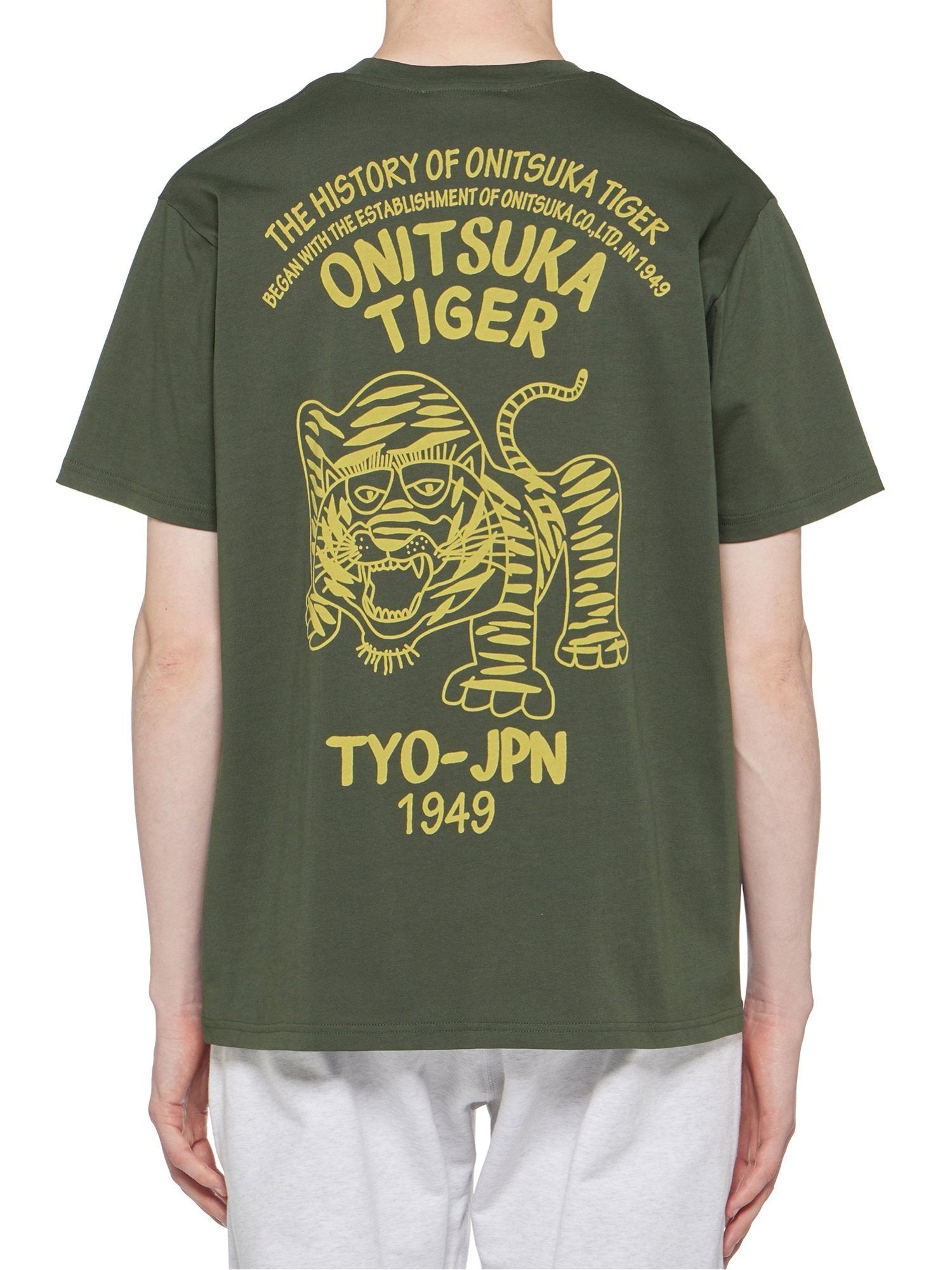 Onitsuka Tiger (U) [Official Shop] GRAPHIC TEE Onitsuka Tiger Tops Cut and Sew T-shirt Purple Black Pink Khaki Green [Free Shipping]