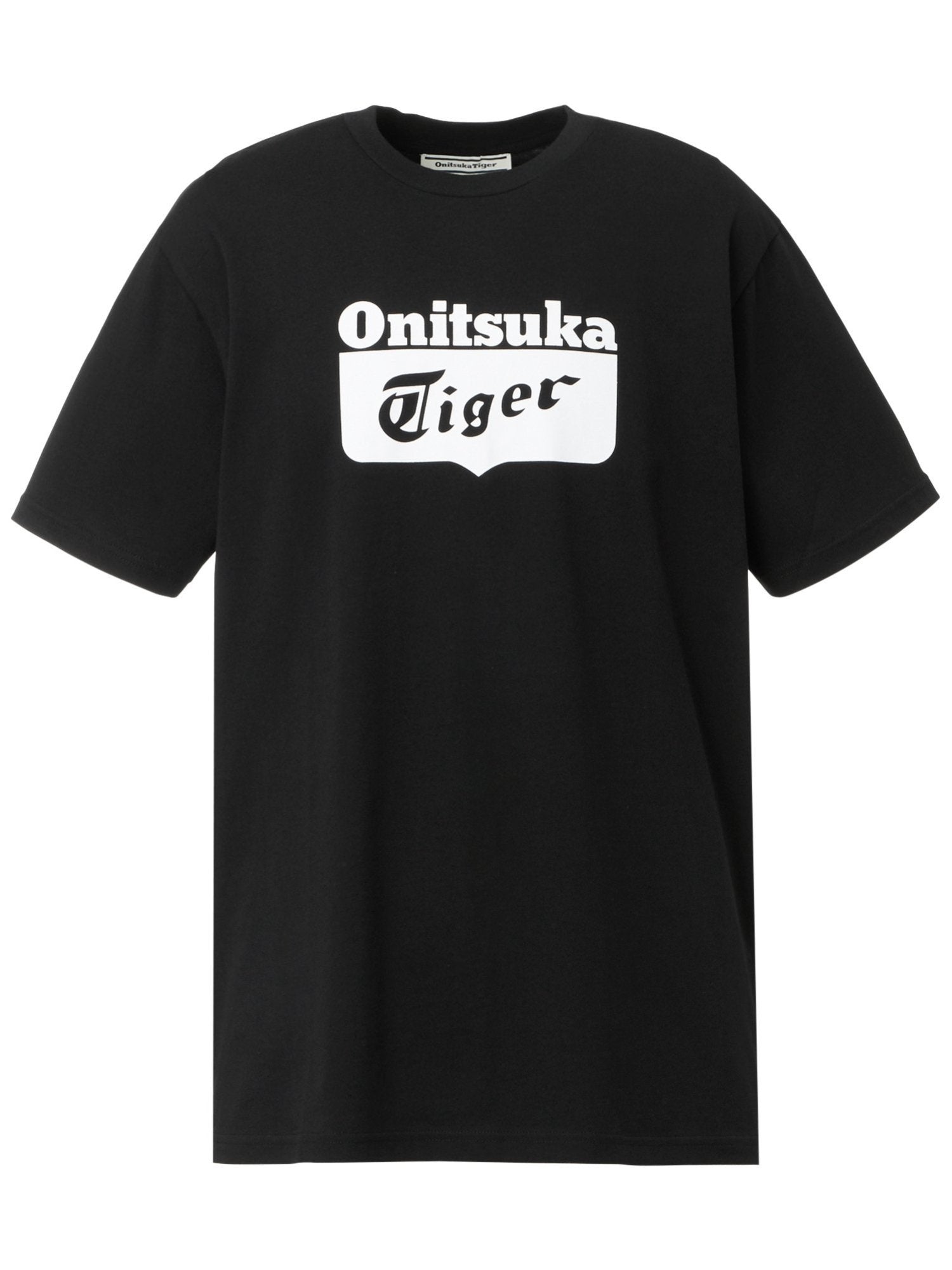 Onitsuka Tiger (U) [Tienda oficial] CAMISETA CON LOGO Onitsuka Tiger Tops Camiseta cortada y cosida Negra Blanca [Envío gratis]