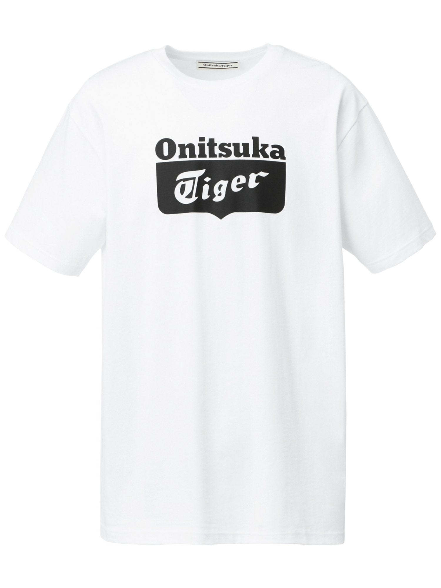 Onitsuka Tiger (U) [Tienda oficial] CAMISETA CON LOGO Onitsuka Tiger Tops Camiseta cortada y cosida Negra Blanca [Envío gratis]