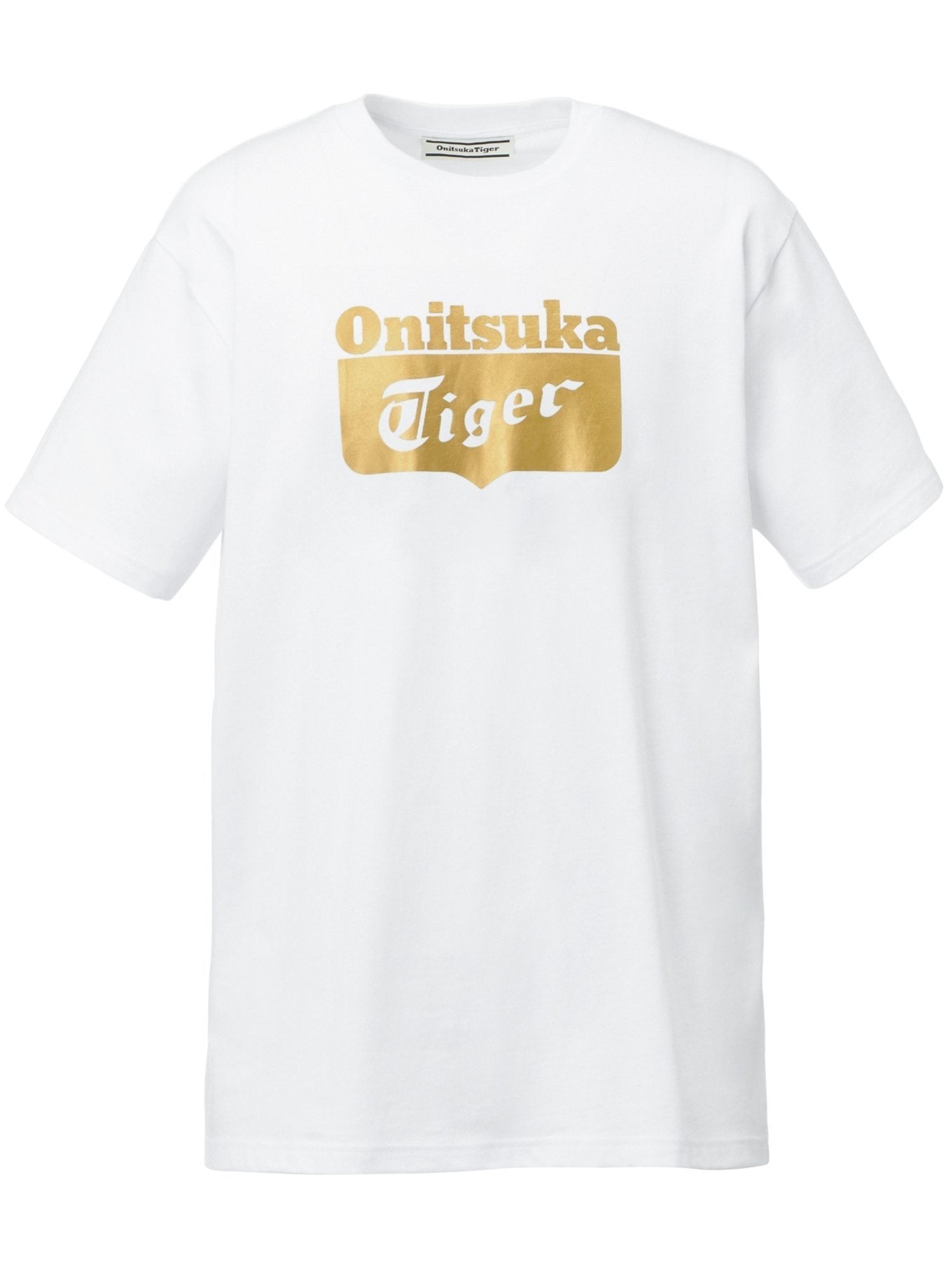 Onitsuka Tiger (U) [Tienda oficial] CAMISETA CON LOGO Onitsuka Tiger Tops Camiseta cortada y cosida Blanca Negra [Envío gratis]