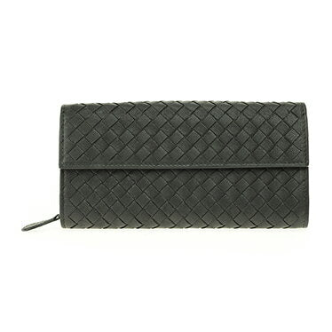 BOTTEGA VENETA 150509-VX051-1000Bottega Veneta Cartera plegable Intreccia Tram Cuero Negro