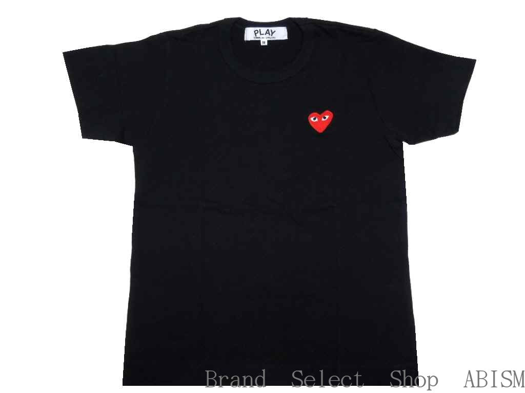 ★Talla de mujer★Camiseta con parche de corazón rojo de PLAY COMME des GARCONS [MUJER] [Negra] [Fabricada en Japón] [Nueva] [AZ-T107]