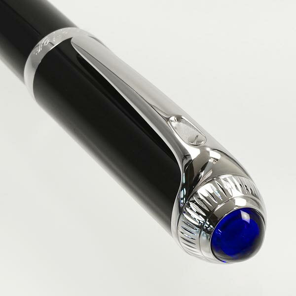 CARTIER OP000208 ROADSTER DE CARTIER BALLPOINT PEN Cartier Roadster de Ballpoint Pen Black Composite Palladium Finish Blue Resin Cabochon