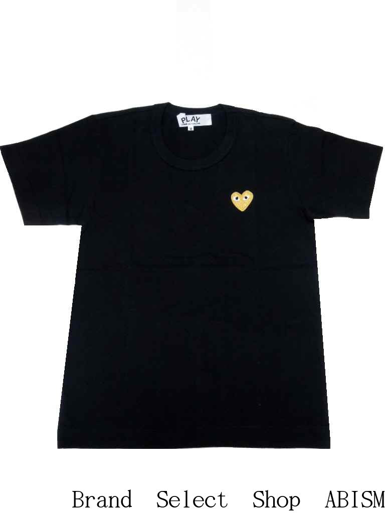 ★Talla de mujer★Camiseta con parche de corazón dorado de PLAY COMME des GARCONS [MUJER] [Negra] [Fabricada en Japón] [Nueva] [AZ-T215]