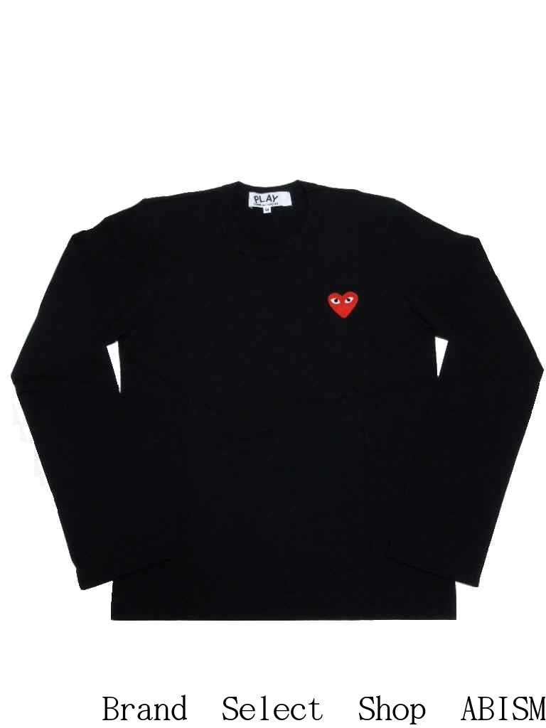 ★Talla de mujer★Play COMME des GARCONS "One Point Red Heart Long T-Shirt" (Camiseta de manga larga) (Negra) [MUJER] [Hecho en Japón] [Nuevo] [AZ-T117]