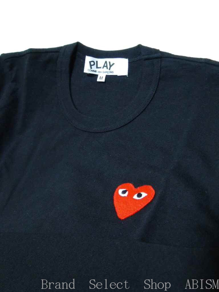 ★Talla de mujer★Play COMME des GARCONS "One Point Red Heart Long T-Shirt" (Camiseta de manga larga) (Negra) [MUJER] [Hecho en Japón] [Nuevo] [AZ-T117]