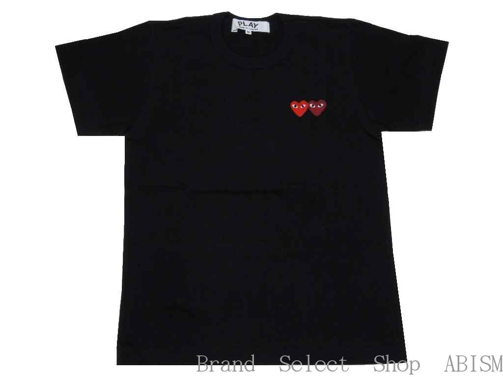 ★Talla de hombre★Camiseta con parche de doble corazón de PLAY COMME des GARCONS [Hombre] [Negro] [Hecho en Japón] [Nuevo] [AZ-T226] [Corazón doble] [2 corazones]