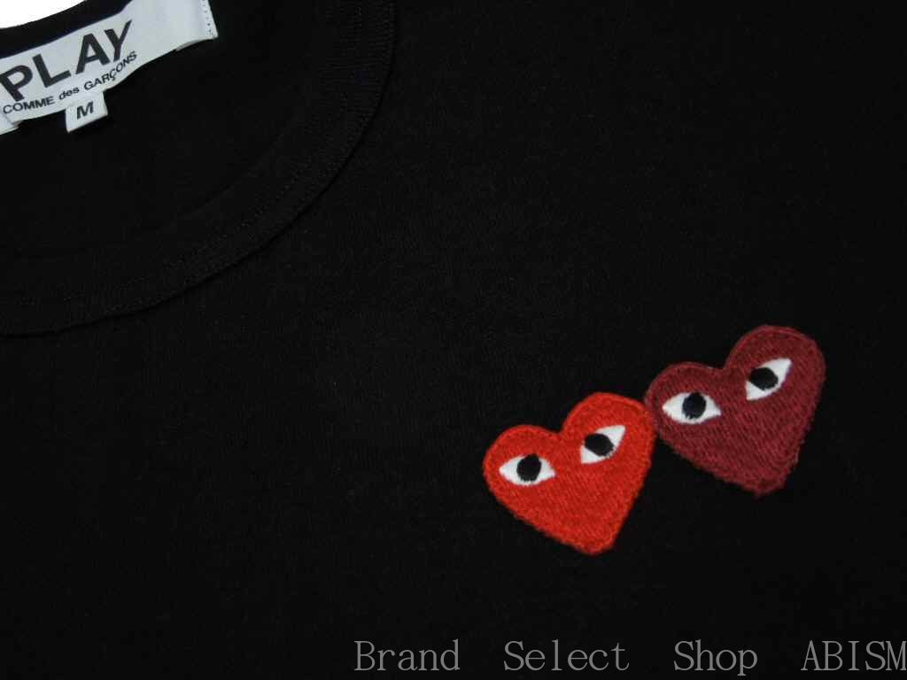 ★Talla de hombre★Camiseta con parche de doble corazón de PLAY COMME des GARCONS [Hombre] [Negro] [Hecho en Japón] [Nuevo] [AZ-T226] [Corazón doble] [2 corazones]