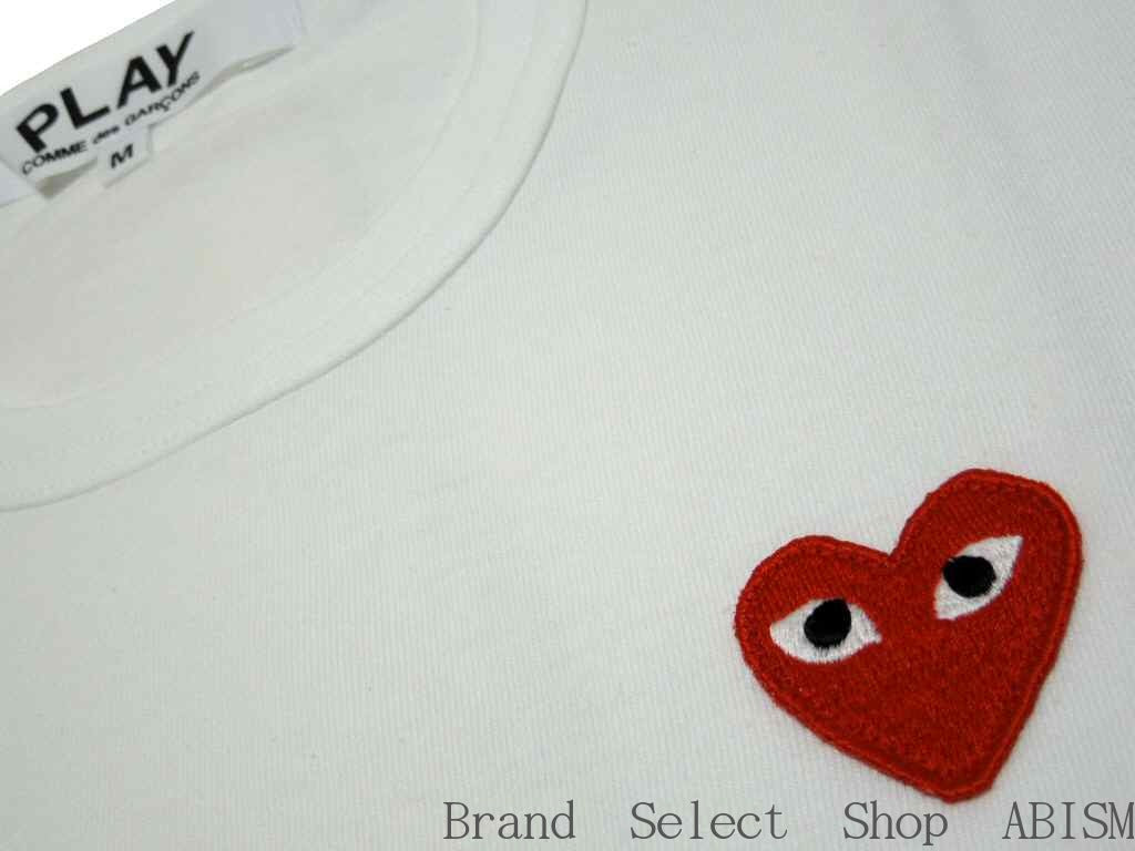 ★Talla de mujer★Camiseta con parche de corazón rojo de PLAY COMME des GARCONS [MUJER] [Blanca] [Fabricada en Japón] [Nueva] [AZ-T107]