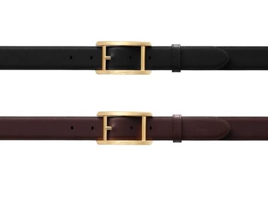 CARTIER L5000600 Cartier Tank Belt Unisex Reversible Cowhide Leather Gold Finish Buckle Black x Dark Brown x Gold Stringer System Compatible with ~115cm