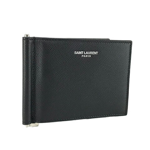 Saint Laurent Men's Money Clip Folding Wallet 378005 BTY0N Black 1000 Bifold Wallet Wallet Money Clip Card Holder Accessories Present Birthday Party Father's Day Christmas