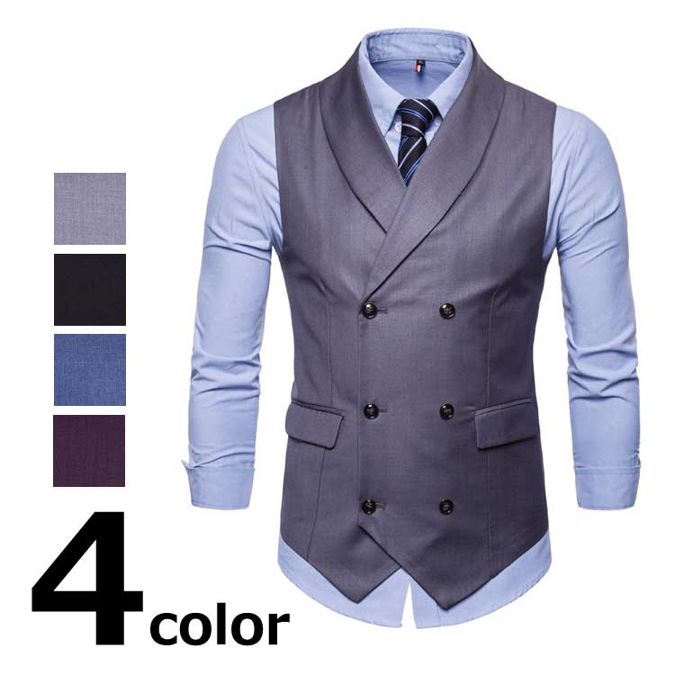 Chaleco de cuello con doble botón, casual, primavera, verano, otoño e invierno, para hombre, sencillo, muji, liso, ajustado, los cuatro colores, M-4XL