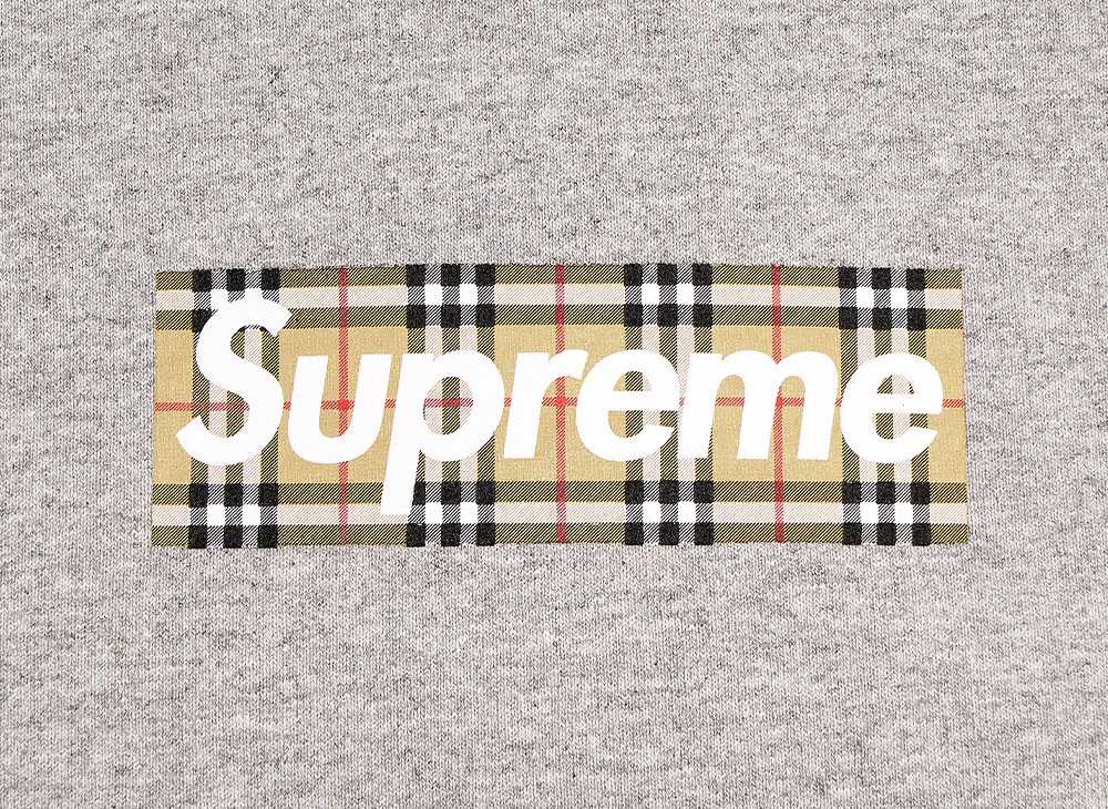 Sudadera con capucha y logo de Supreme / Burberry en gris jaspeado Sudadera con capucha y logo de Supreme Burberry en gris jaspeado [Usada] Nueva y usada