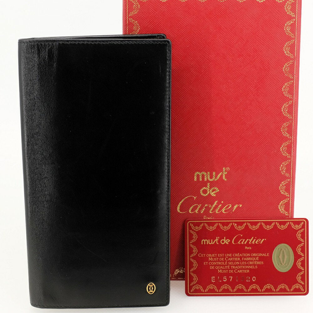 Cartier Pashaline Long Wallet (with coin purse) Black Calf Leather L3000131 Box Guarantee Card [Used]