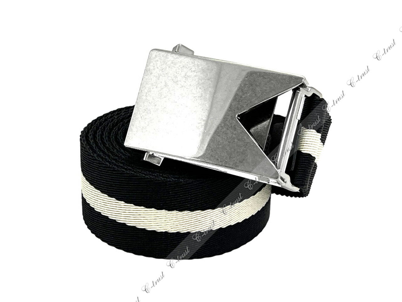 BOTTEGA VENETA Belt Gacha Ribbon Border Logo Made in Italy New ★ 1221 BLACK × PLASTER